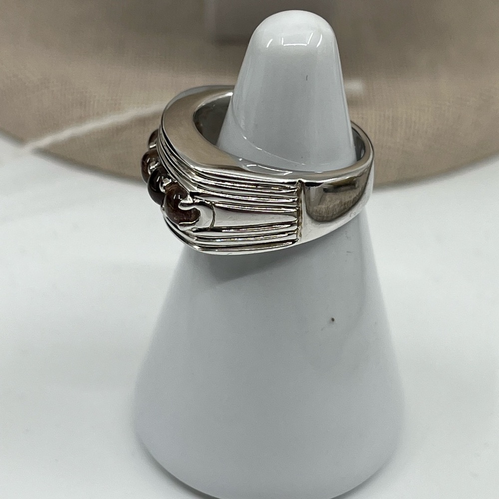 Vintage Sterling Silver Ring with Pink Gemstones - Size 5.75, 9.2g - Picture 12 of 16